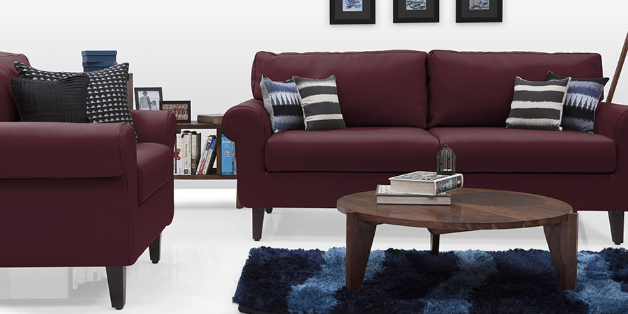 Samuel Leatherette Sofa(Burgundy)